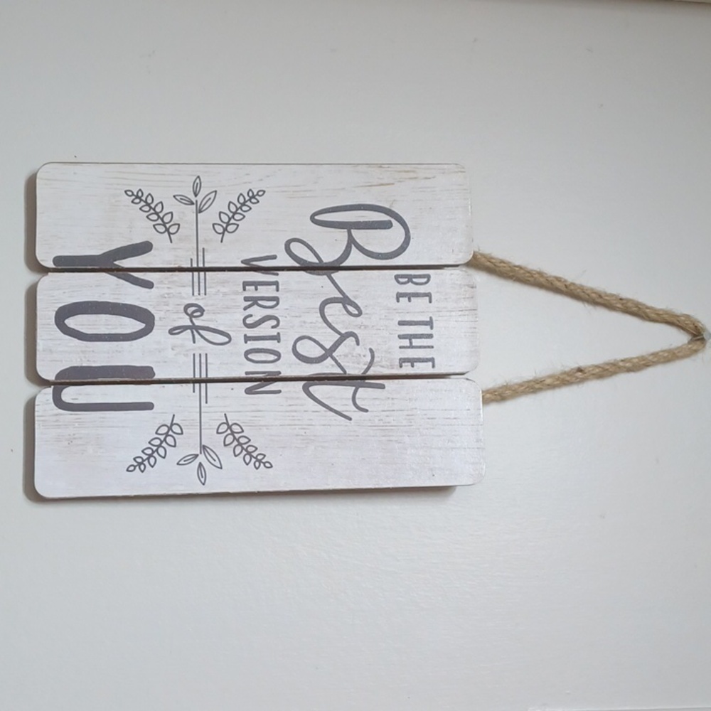 White 'Be the Best Version of You' Inspirational Wall Decor Sign